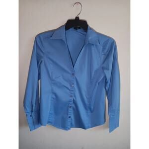 Ann Taylor Blouse, Women’s 6, Blue Long Sleeve, Dressy, Fitted EUC